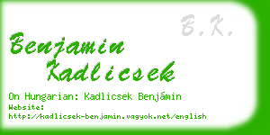 benjamin kadlicsek business card